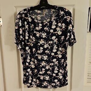 Banana Republic Dark Blue and White Floral Top